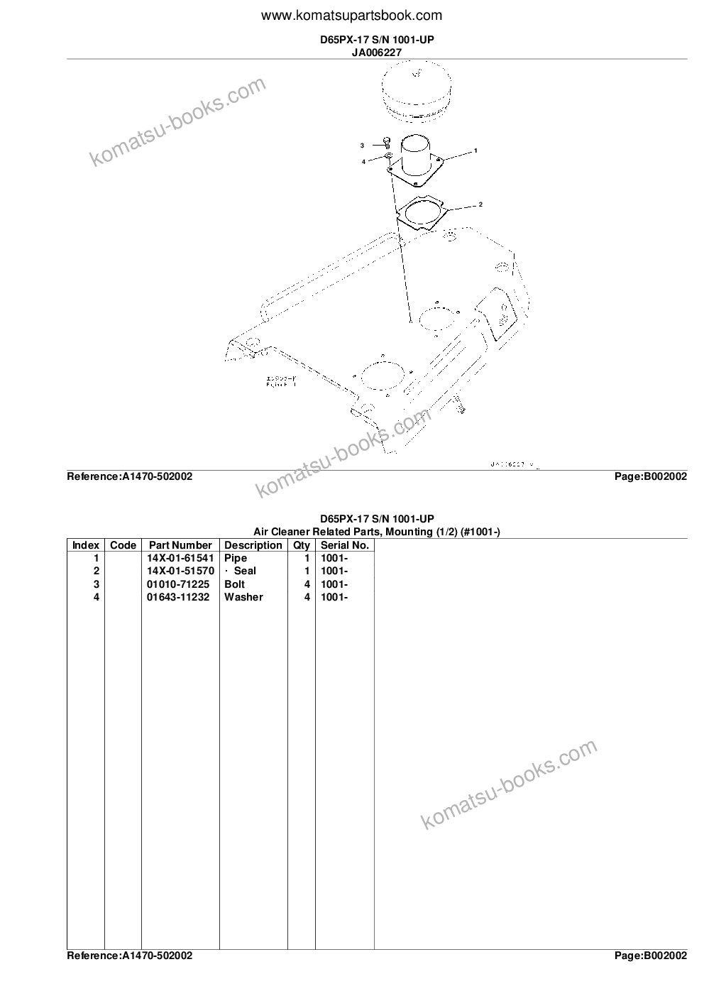 Komatsu d65px-17 s/n 1001-up Parts catalog cover Page 8