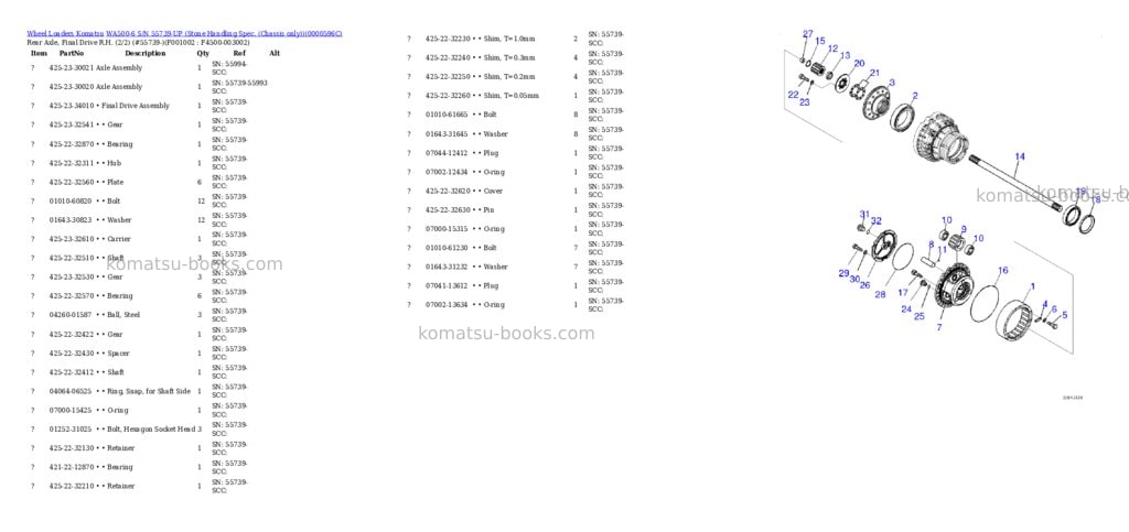 Komatsu wa500-6 s/n 55739-up stone handling spec. chassis only Parts catalog cover Page 5