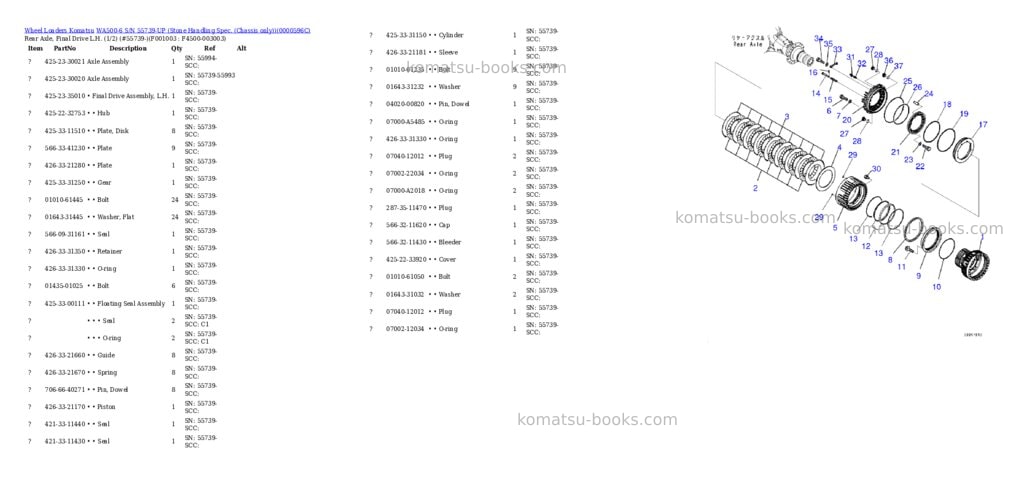 Komatsu wa500-6 s/n 55739-up stone handling spec. chassis only Parts catalog cover Page 6