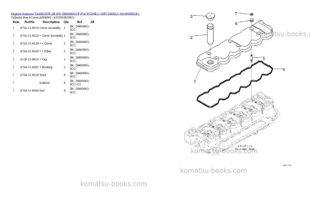 Komatsu saa6d107e-2b s/n 26600006-up for pc290lc-10/pc290nlc-10 Parts catalog cover Page 2 Komatsu saa6d107e-2b s/n 26600006-up for pc290lc-10/pc290nlc-10 Parts catalog cover Page 2