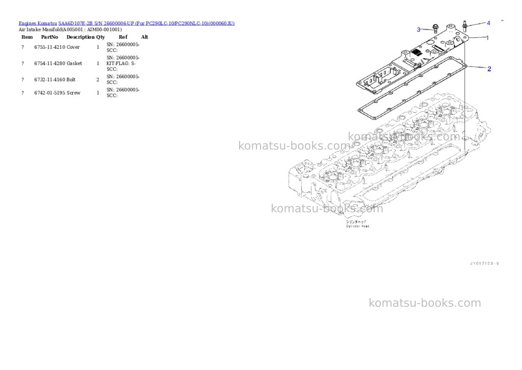 Komatsu saa6d107e-2b s/n 26600006-up for pc290lc-10/pc290nlc-10 Parts catalog cover Page 3 Komatsu saa6d107e-2b s/n 26600006-up for pc290lc-10/pc290nlc-10 Parts catalog cover Page 3