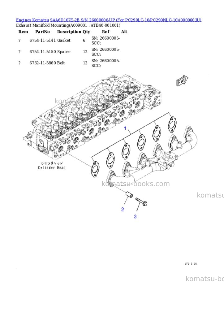 Komatsu saa6d107e-2b s/n 26600006-up for pc290lc-10/pc290nlc-10 Parts catalog cover Page 7 Komatsu saa6d107e-2b s/n 26600006-up for pc290lc-10/pc290nlc-10 Parts catalog cover Page 7
