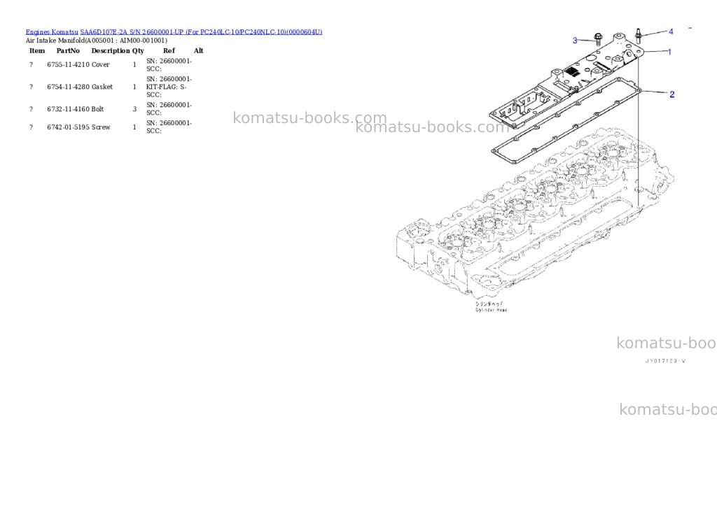 Komatsu saa6d107e-2a s/n 26600001-up for pc240lc-10/pc240nlc-10 Parts catalog cover Page 4 Komatsu saa6d107e-2a s/n 26600001-up for pc240lc-10/pc240nlc-10 Parts catalog cover Page 4