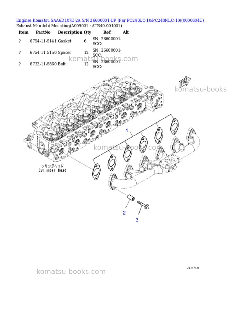 Komatsu saa6d107e-2a s/n 26600001-up for pc240lc-10/pc240nlc-10 Parts catalog cover Page 8 Komatsu saa6d107e-2a s/n 26600001-up for pc240lc-10/pc240nlc-10 Parts catalog cover Page 8