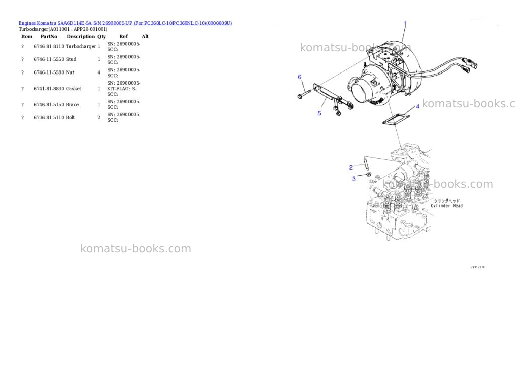 Komatsu saa6d114e-5a s/n 26900005-up for pc360lc-10/pc360nlc-10 Parts catalog cover Page 10
