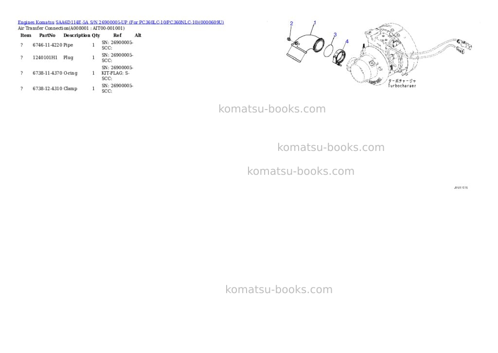 Komatsu saa6d114e-5a s/n 26900005-up for pc360lc-10/pc360nlc-10 Parts catalog cover Page 7