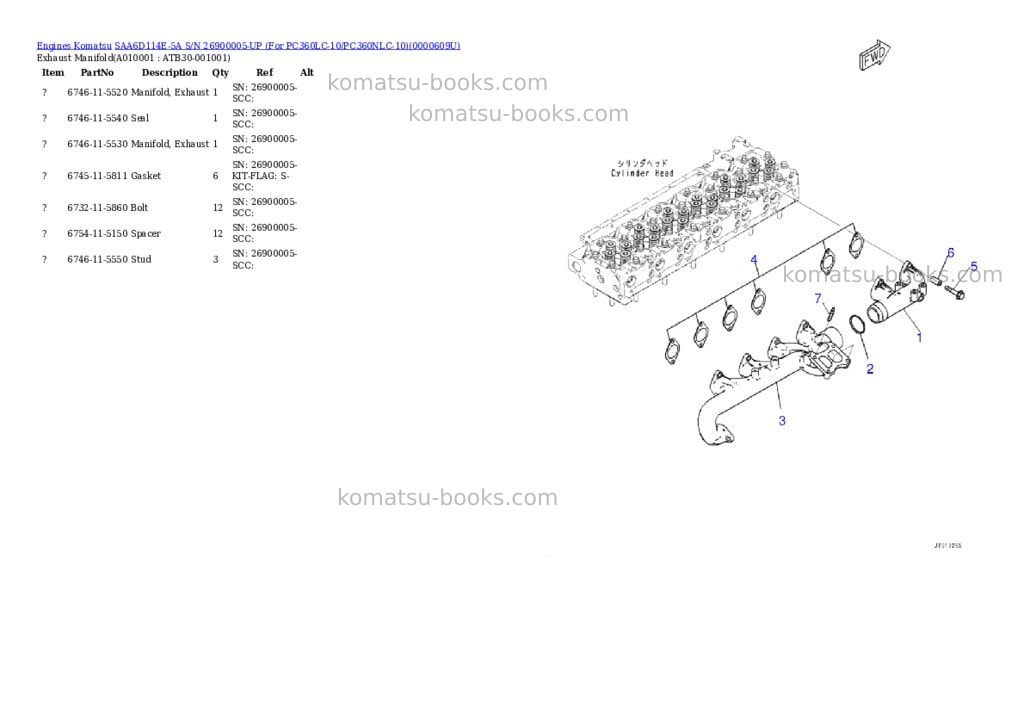 Komatsu saa6d114e-5a s/n 26900005-up for pc360lc-10/pc360nlc-10 Parts catalog cover Page 9