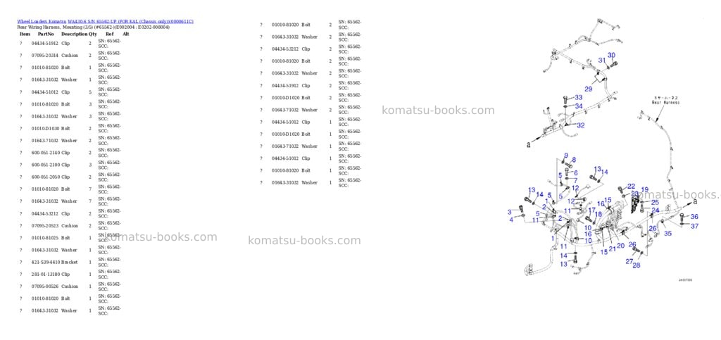 Komatsu WA430-6 S/N 65562-UP (FOR KAL (Chassis only)) Parts catalog cover Page 3