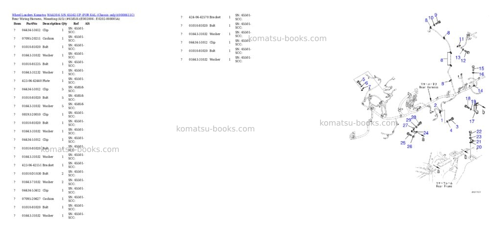 Komatsu WA430-6 S/N 65562-UP (FOR KAL (Chassis only)) Parts catalog cover Page 5