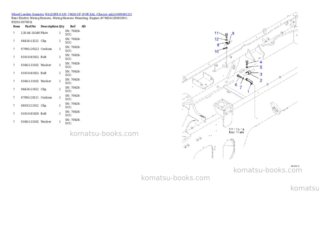Komatsu wa320pz-6 s/n 70626-up for kal chassis only Parts catalog cover Page 4 Komatsu wa320pz-6 s/n 70626-up for kal chassis only Parts catalog cover Page 4