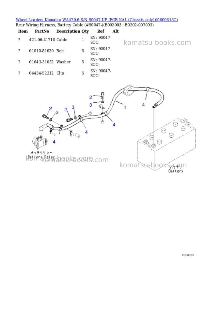 Komatsu WA470-6 S/N 90047-UP (FOR KAL (Chassis only)) Parts catalog cover Page 10