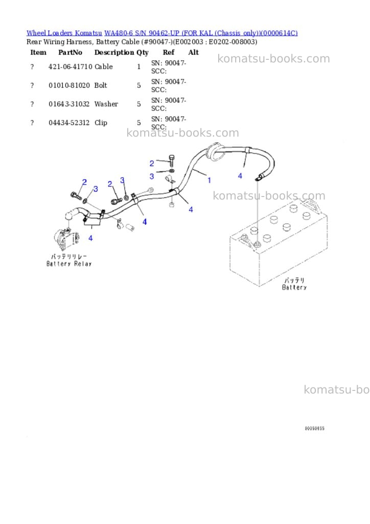 Komatsu WA480-6 S/N 90462-UP (FOR KAL (Chassis only)) Parts catalog cover Page 10