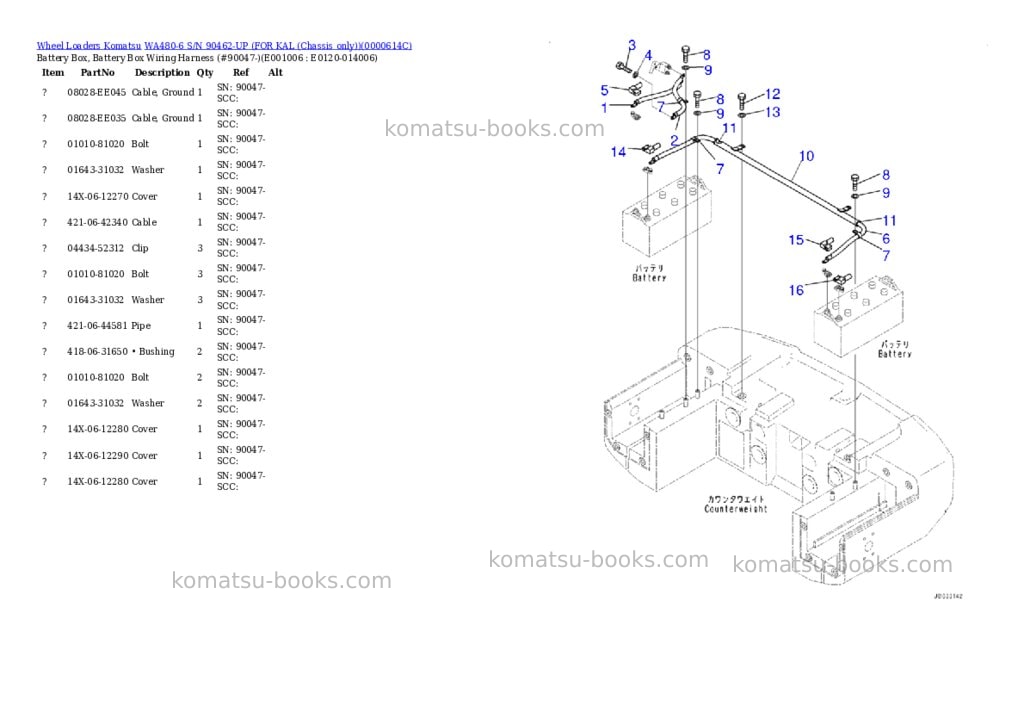 Komatsu WA480-6 S/N 90462-UP (FOR KAL (Chassis only)) Parts catalog cover Page 5