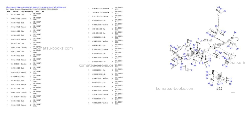 Komatsu WA480-6 S/N 90462-UP (FOR KAL (Chassis only)) Parts catalog cover Page 9