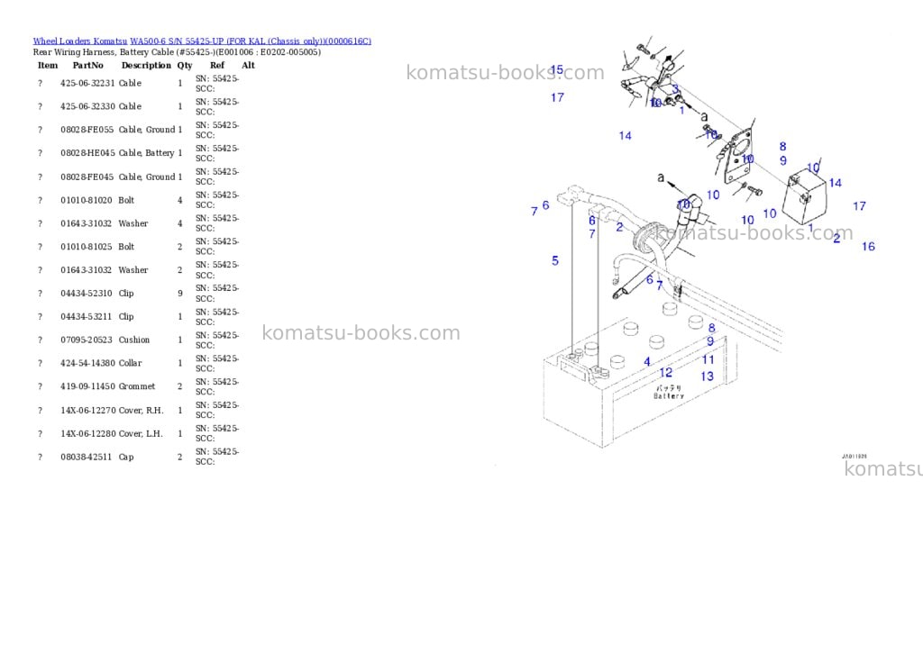Komatsu wa500-6 s/n 55425-up for kal chassis only Parts catalog cover Page 5