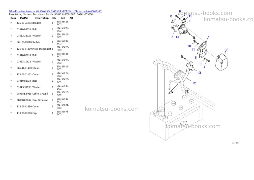 Komatsu wa500-6 s/n 55425-up for kal chassis only Parts catalog cover Page 6