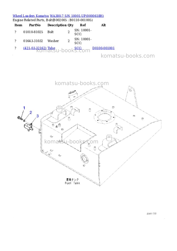 Komatsu wa380-7 s/n 10001-up Parts catalog cover Page 5 Komatsu wa380-7 s/n 10001-up Parts catalog cover Page 5