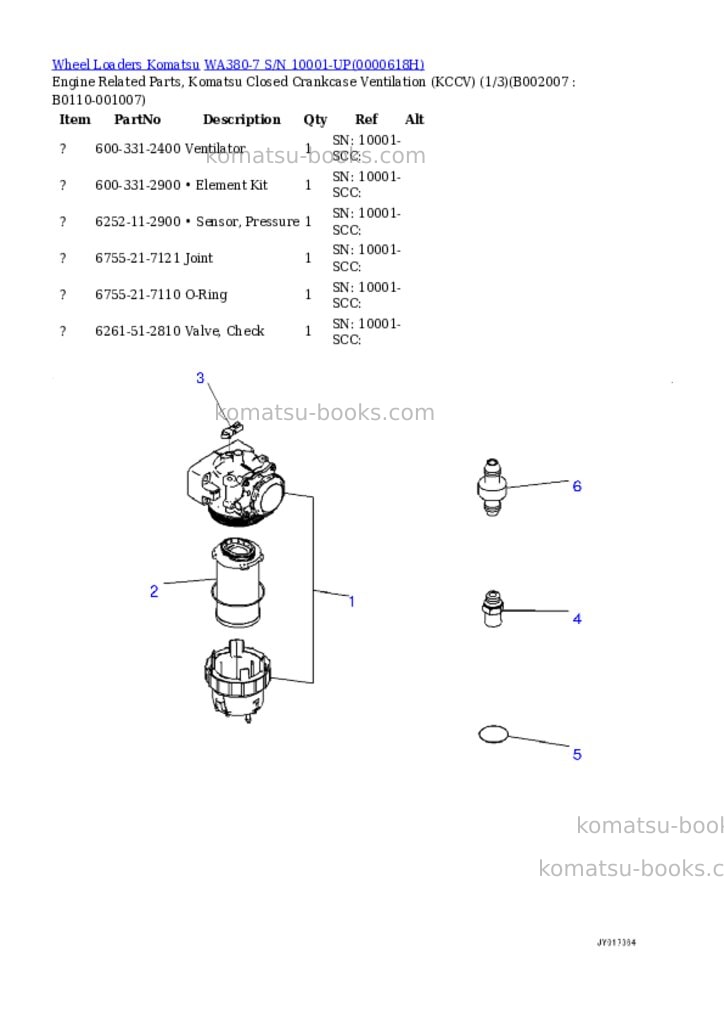 Komatsu wa380-7 s/n 10001-up Parts catalog cover Page 7 Komatsu wa380-7 s/n 10001-up Parts catalog cover Page 7