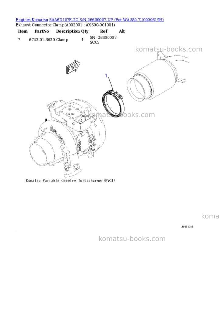 Komatsu saa6d107e-2c s/n 26600007-up for wa380-7 Parts catalog cover