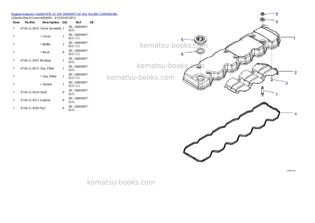 Komatsu saa6d107e-2c s/n 26600007-up for wa380-7 Parts catalog cover Page 3