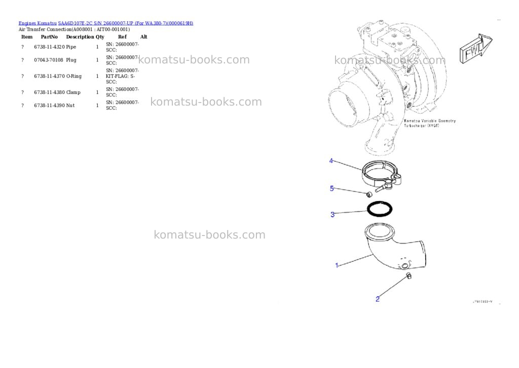 Komatsu saa6d107e-2c s/n 26600007-up for wa380-7 Parts catalog cover Page 7