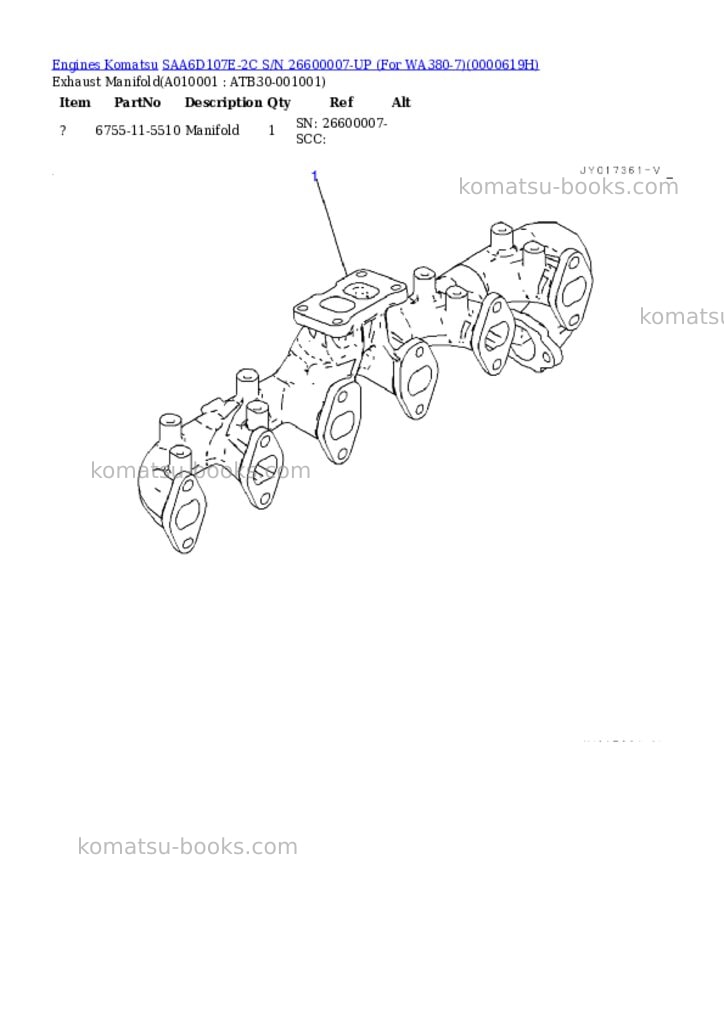 Komatsu saa6d107e-2c s/n 26600007-up for wa380-7 Parts catalog cover Page 9