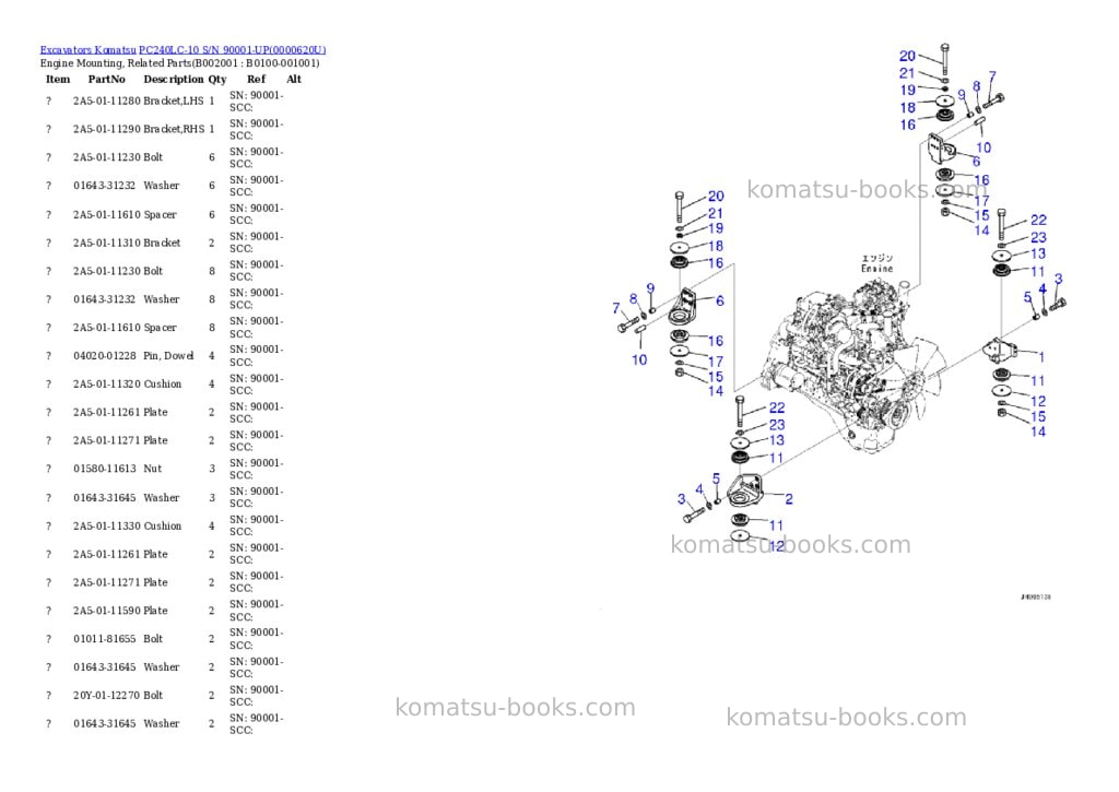 Komatsu pc240lc-10 s/n 90001-up Parts catalog cover Page 2 Komatsu pc240lc-10 s/n 90001-up Parts catalog cover Page 2