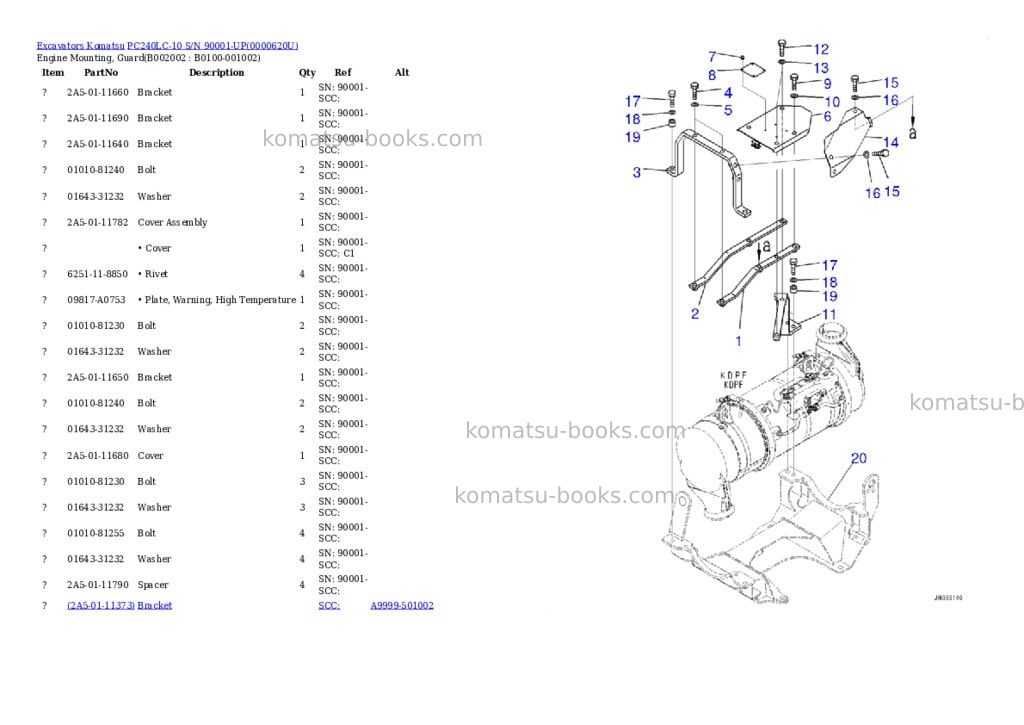 Komatsu pc240lc-10 s/n 90001-up Parts catalog cover Page 3 Komatsu pc240lc-10 s/n 90001-up Parts catalog cover Page 3