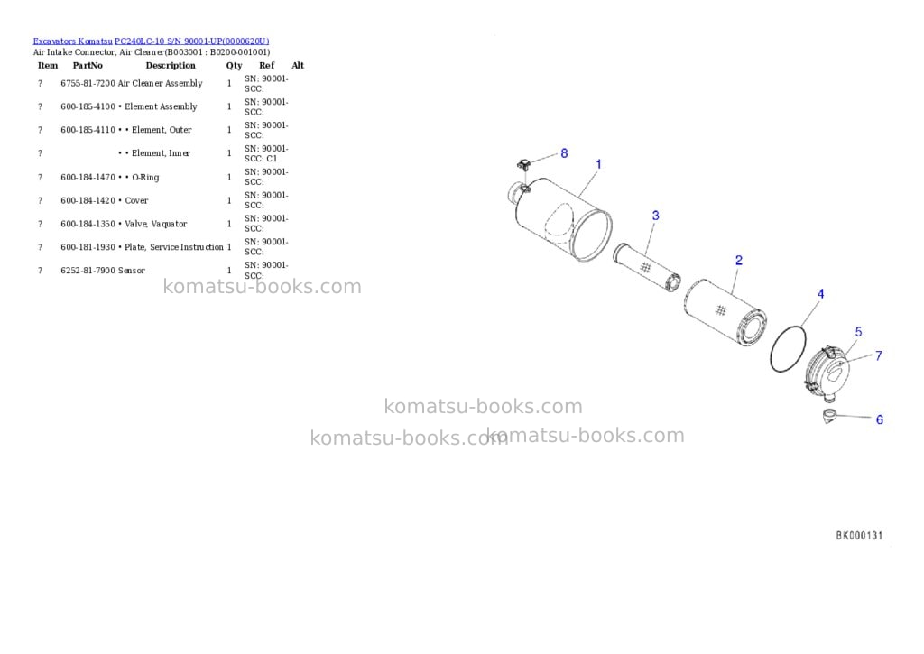 Komatsu pc240lc-10 s/n 90001-up Parts catalog cover Page 4 Komatsu pc240lc-10 s/n 90001-up Parts catalog cover Page 4