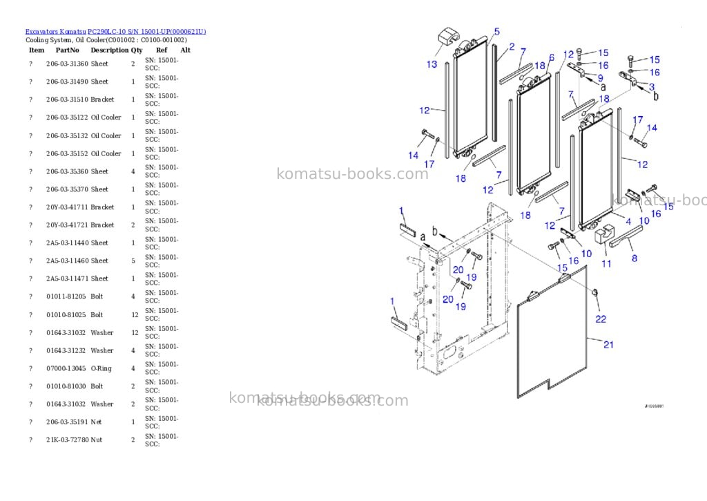 Komatsu pc290lc-10 s/n 15001-up Parts catalog cover Page 8 Komatsu pc290lc-10 s/n 15001-up Parts catalog cover Page 8