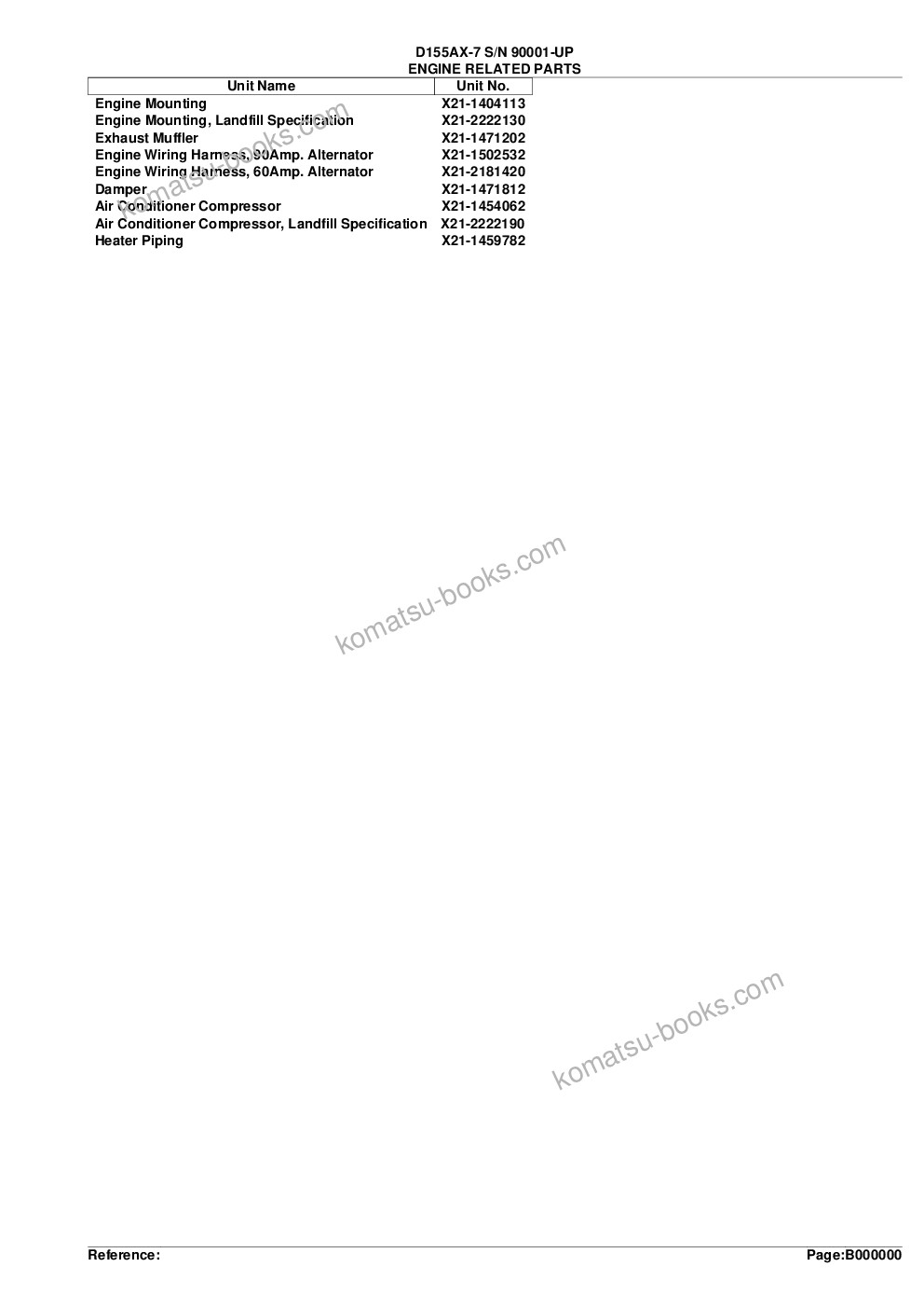 Komatsu d155ax-7 s/n 90001-up Parts catalog cover Page 2