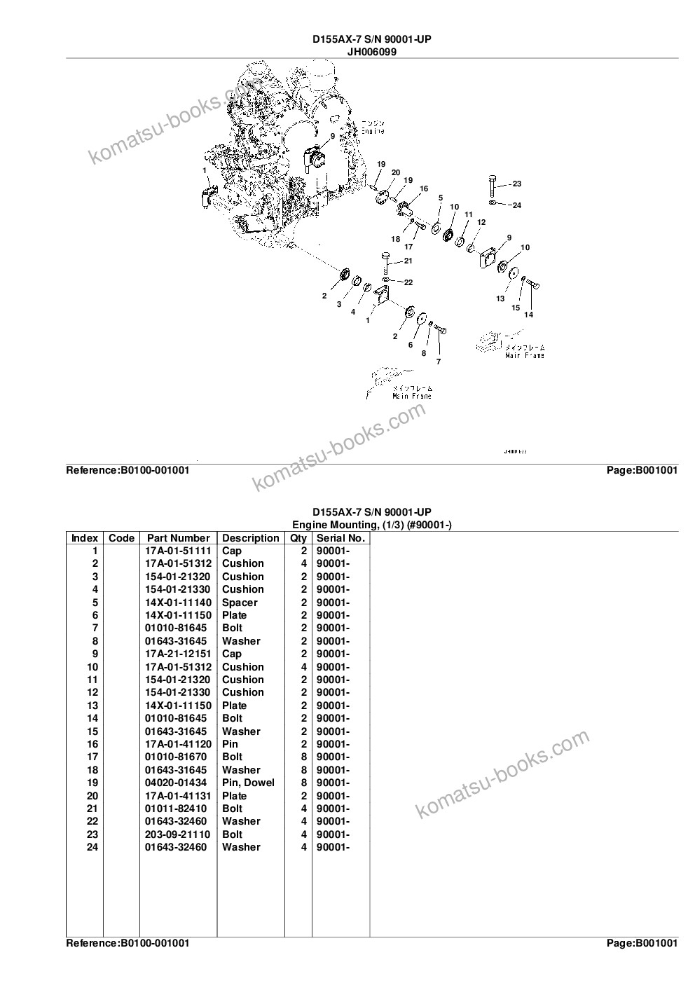 Komatsu d155ax-7 s/n 90001-up Parts catalog cover Page 4