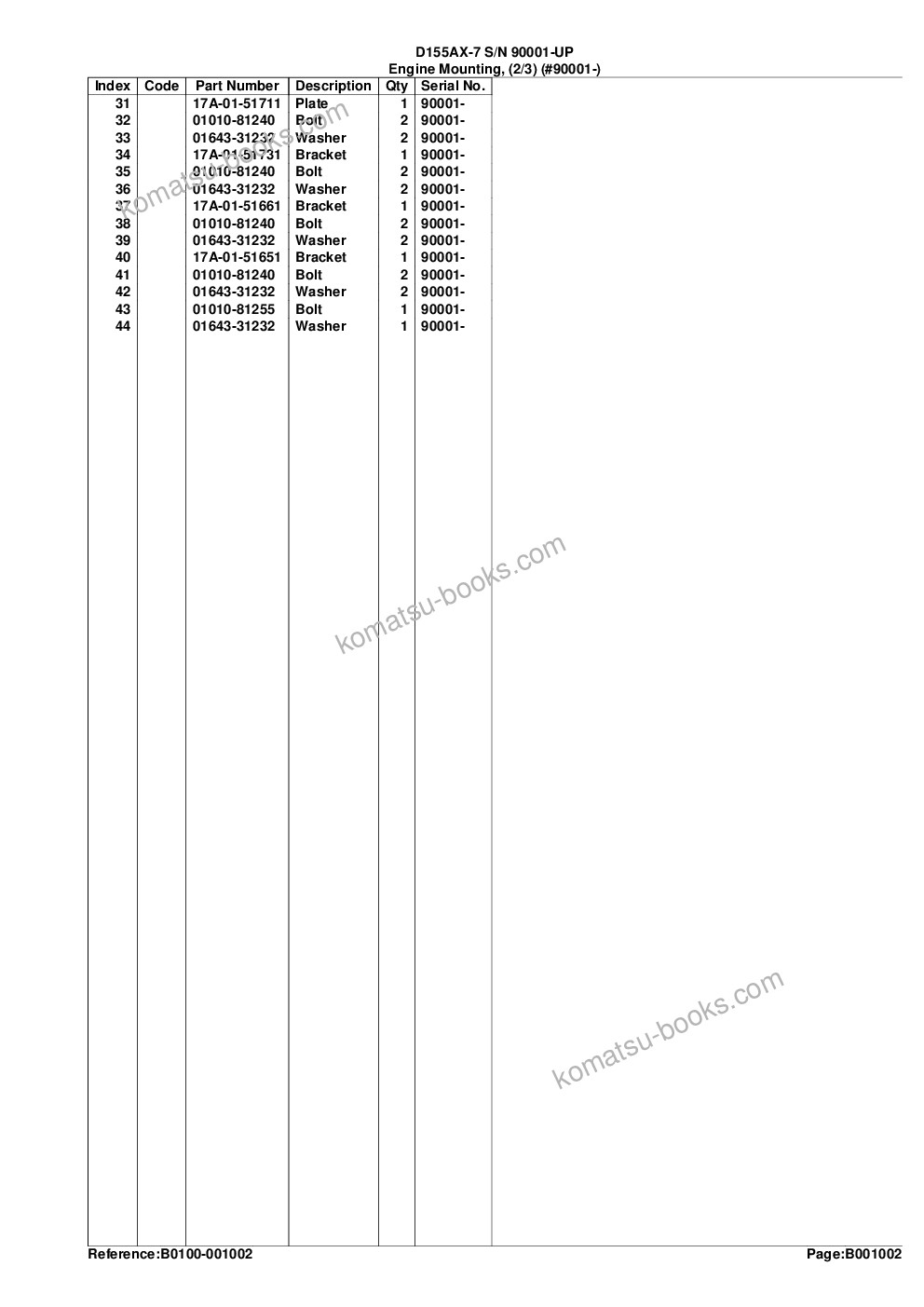Komatsu d155ax-7 s/n 90001-up Parts catalog cover Page 6