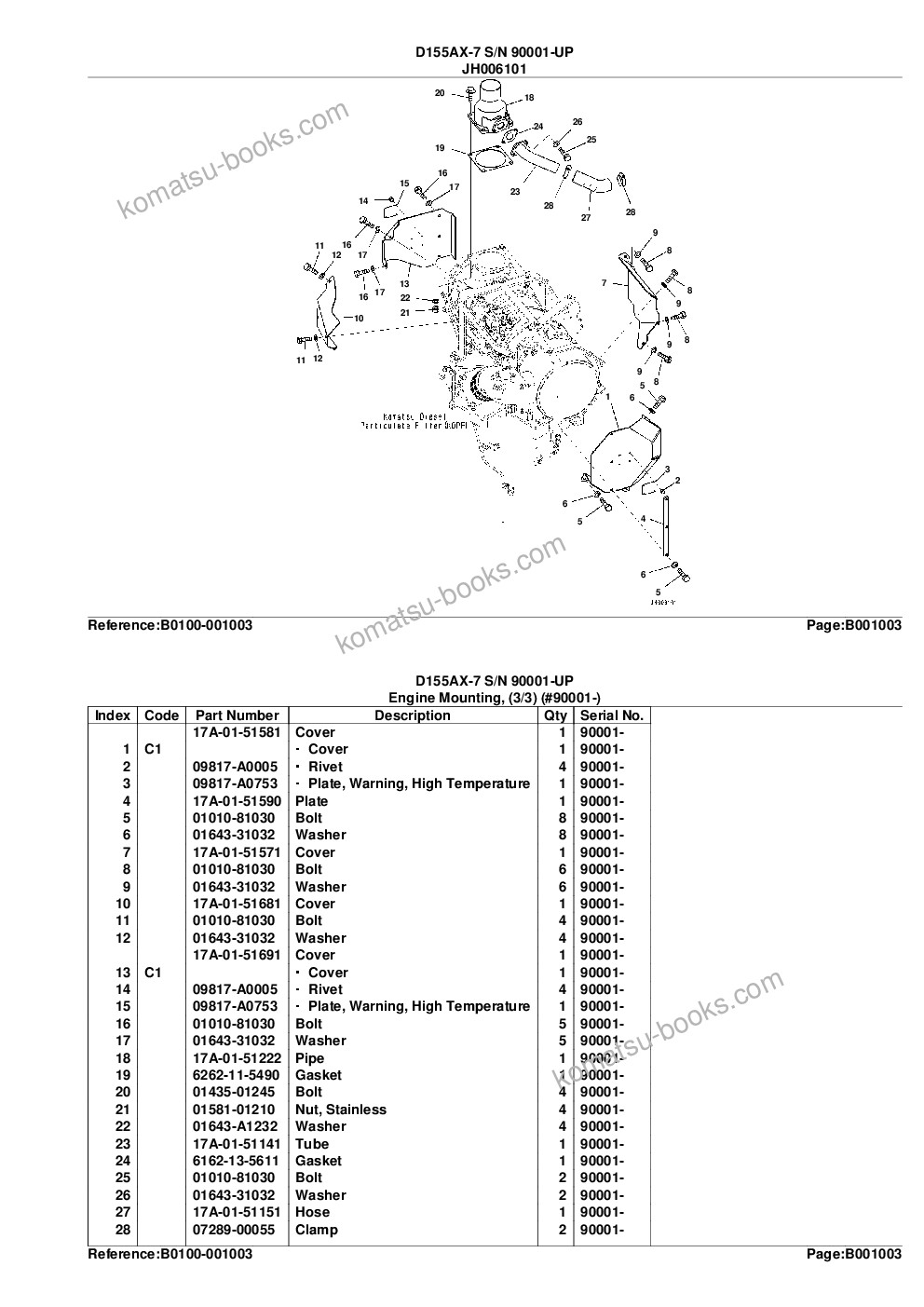 Komatsu d155ax-7 s/n 90001-up Parts catalog cover Page 7