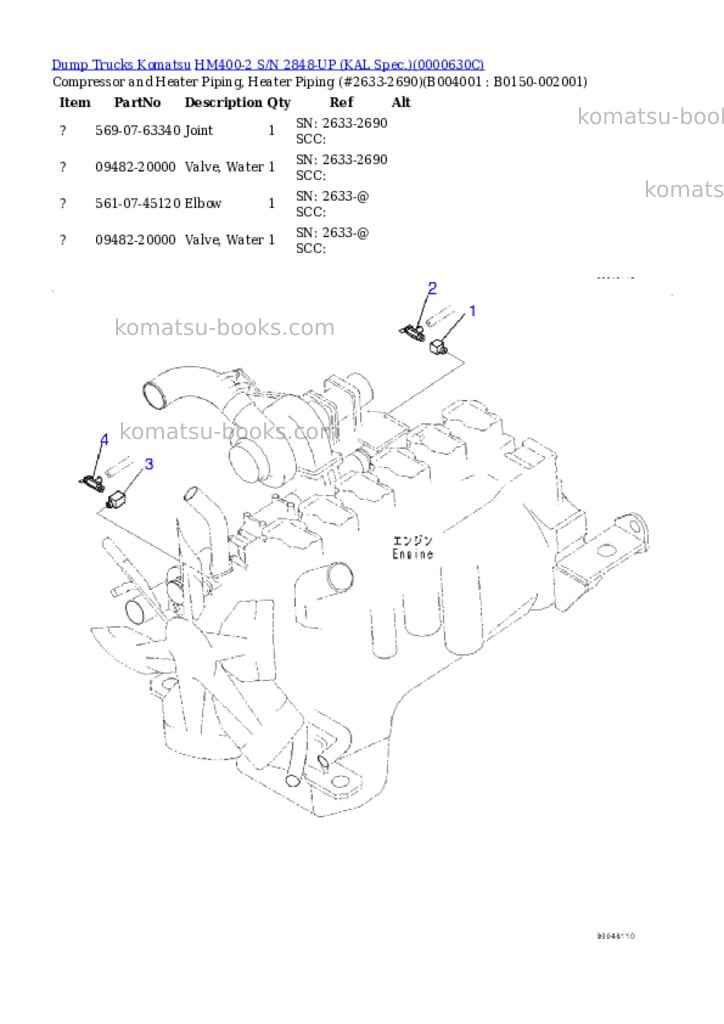 Komatsu hm400-2 s/n 2848-up kal spec. Parts catalog cover Page 7