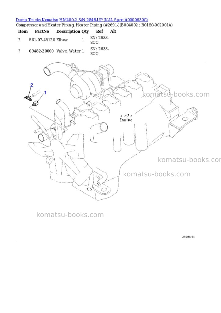 Komatsu hm400-2 s/n 2848-up kal spec. Parts catalog cover Page 8