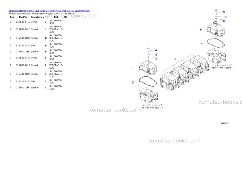 Komatsu saa6d125e-5hr s/n 660776-up for gd755-5r Parts catalog cover Page 10 Komatsu saa6d125e-5hr s/n 660776-up for gd755-5r Parts catalog cover Page 10