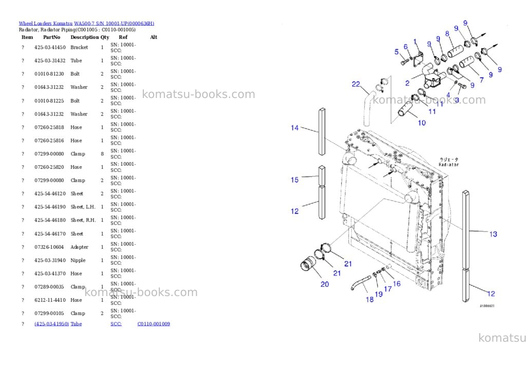 Komatsu wa500-7 s/n 10001-up Parts catalog cover Page 10