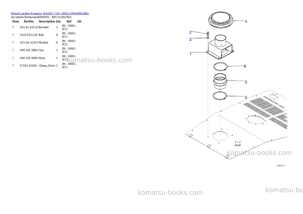 Komatsu wa500-7 s/n 10001-up Parts catalog cover Page 2