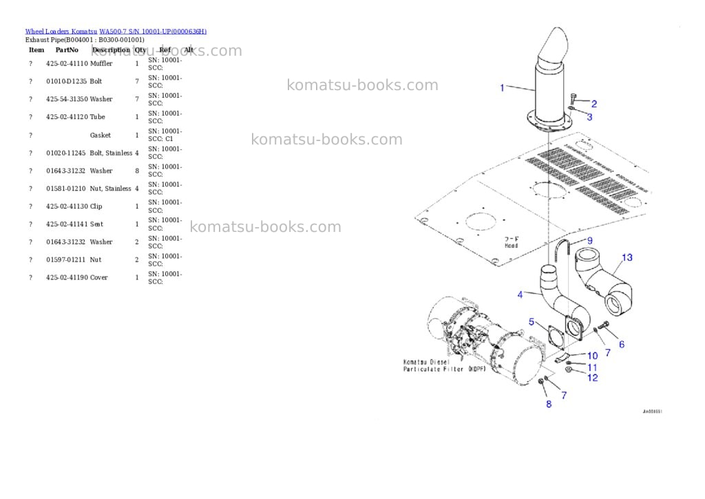 Komatsu wa500-7 s/n 10001-up Parts catalog cover Page 4