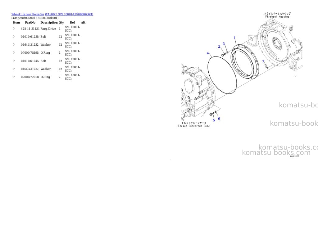 Komatsu wa500-7 s/n 10001-up Parts catalog cover Page 5