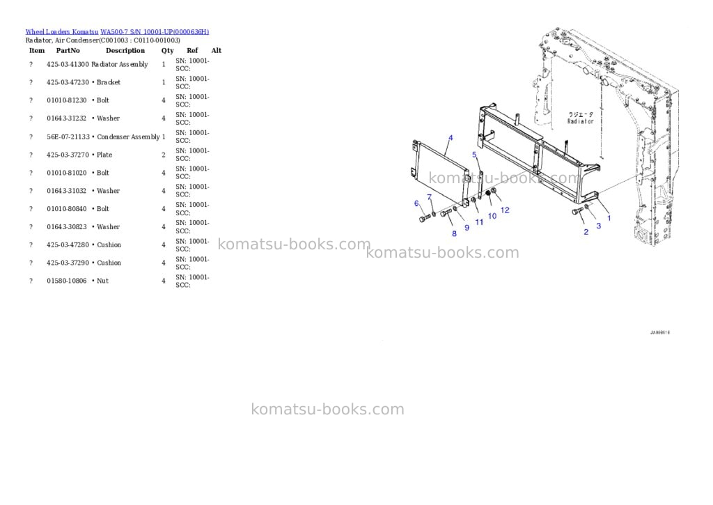 Komatsu wa500-7 s/n 10001-up Parts catalog cover Page 8