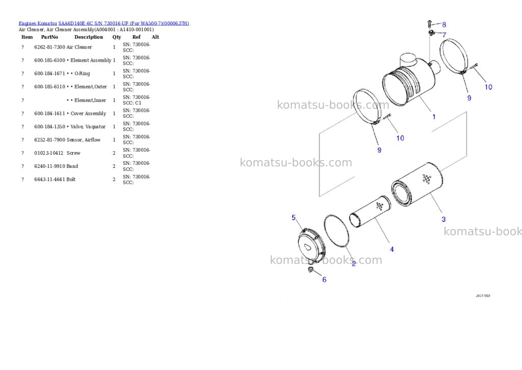 Komatsu saa6d140e-6c s/n 730016-up for wa500-7 Parts catalog cover Page 4