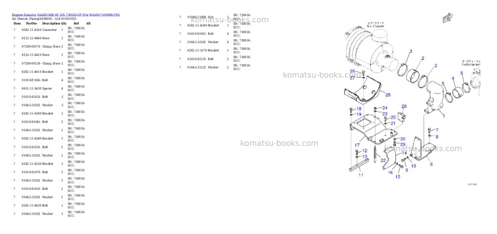 Komatsu saa6d140e-6c s/n 730016-up for wa500-7 Parts catalog cover Page 5