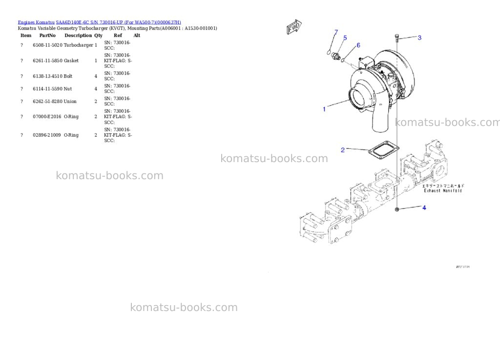 Komatsu saa6d140e-6c s/n 730016-up for wa500-7 Parts catalog cover Page 7