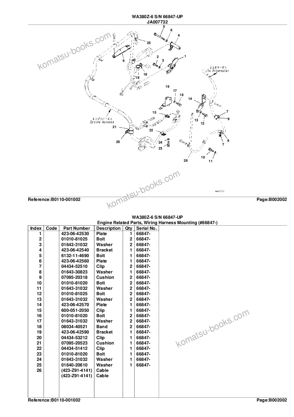 Komatsu wa380z-6 s/n 66847-up Parts catalog cover Page 8