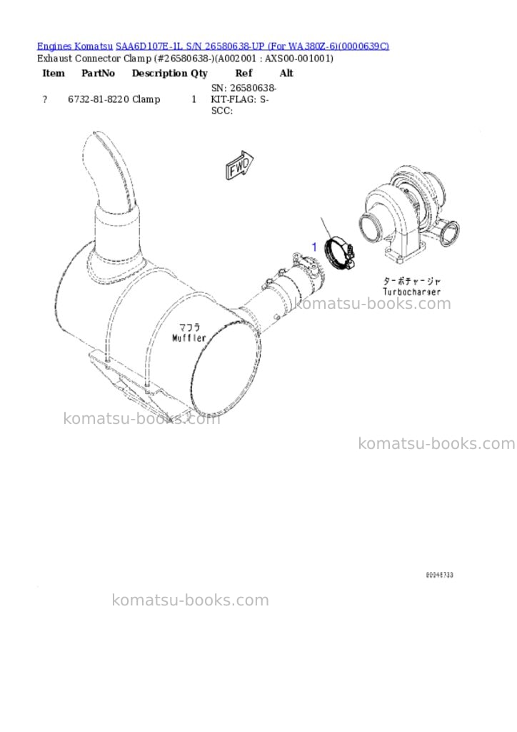 Komatsu saa6d107e-1l s/n 26580638-up for wa380z-6 Parts catalog cover Komatsu saa6d107e-1l s/n 26580638-up for wa380z-6 Parts catalog cover