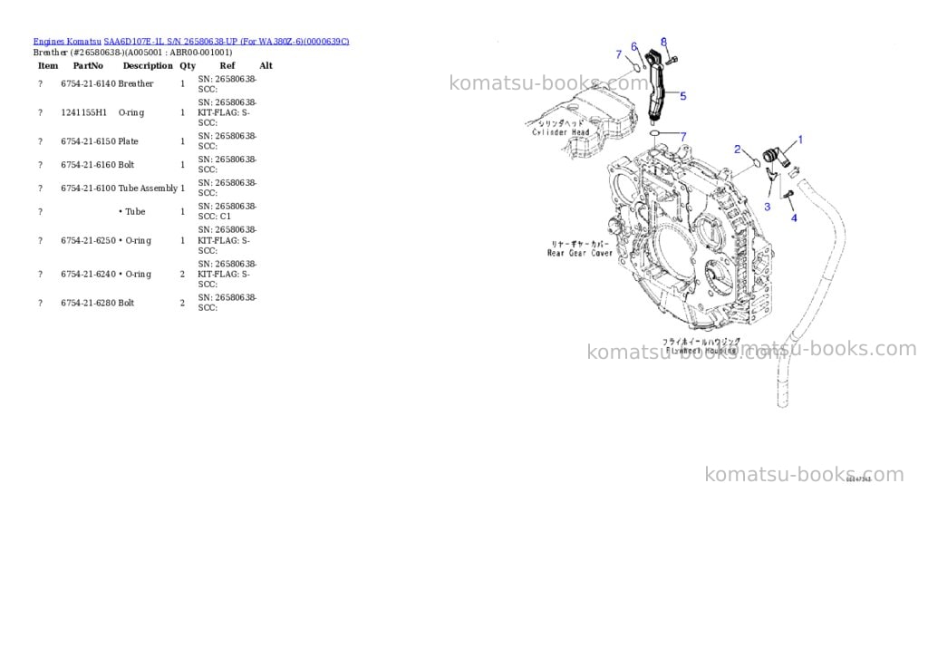 Komatsu saa6d107e-1l s/n 26580638-up for wa380z-6 Parts catalog cover Page 4 Komatsu saa6d107e-1l s/n 26580638-up for wa380z-6 Parts catalog cover Page 4