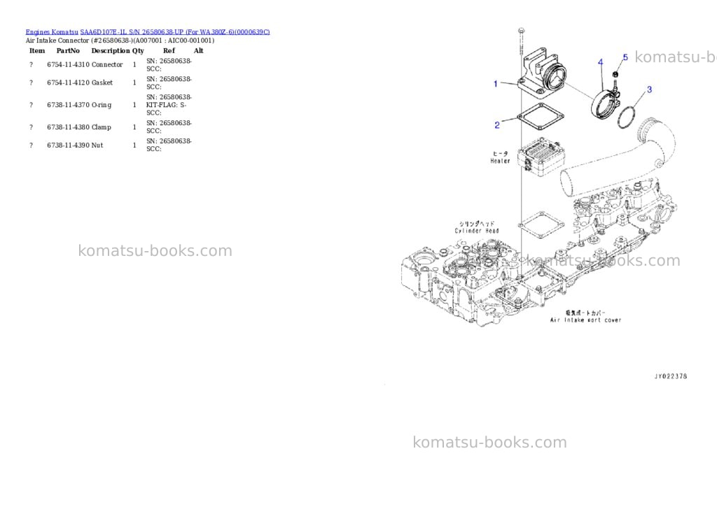 Komatsu saa6d107e-1l s/n 26580638-up for wa380z-6 Parts catalog cover Page 6 Komatsu saa6d107e-1l s/n 26580638-up for wa380z-6 Parts catalog cover Page 6