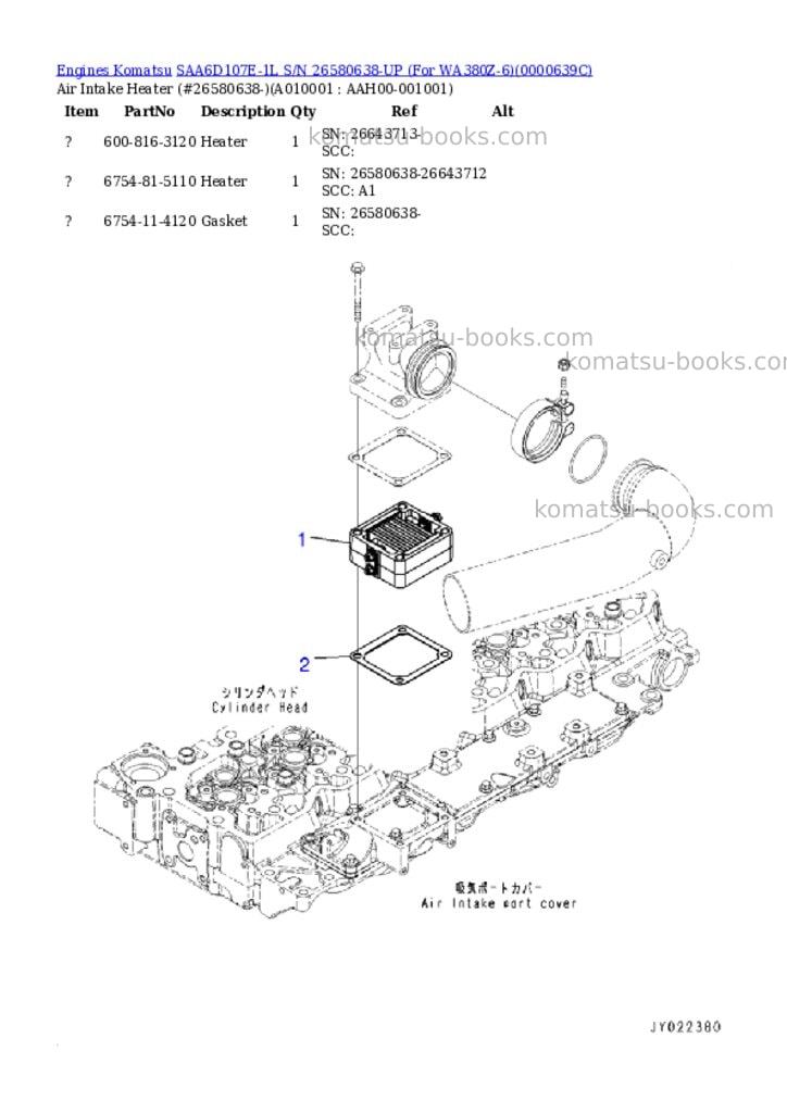 Komatsu saa6d107e-1l s/n 26580638-up for wa380z-6 Parts catalog cover Page 9 Komatsu saa6d107e-1l s/n 26580638-up for wa380z-6 Parts catalog cover Page 9